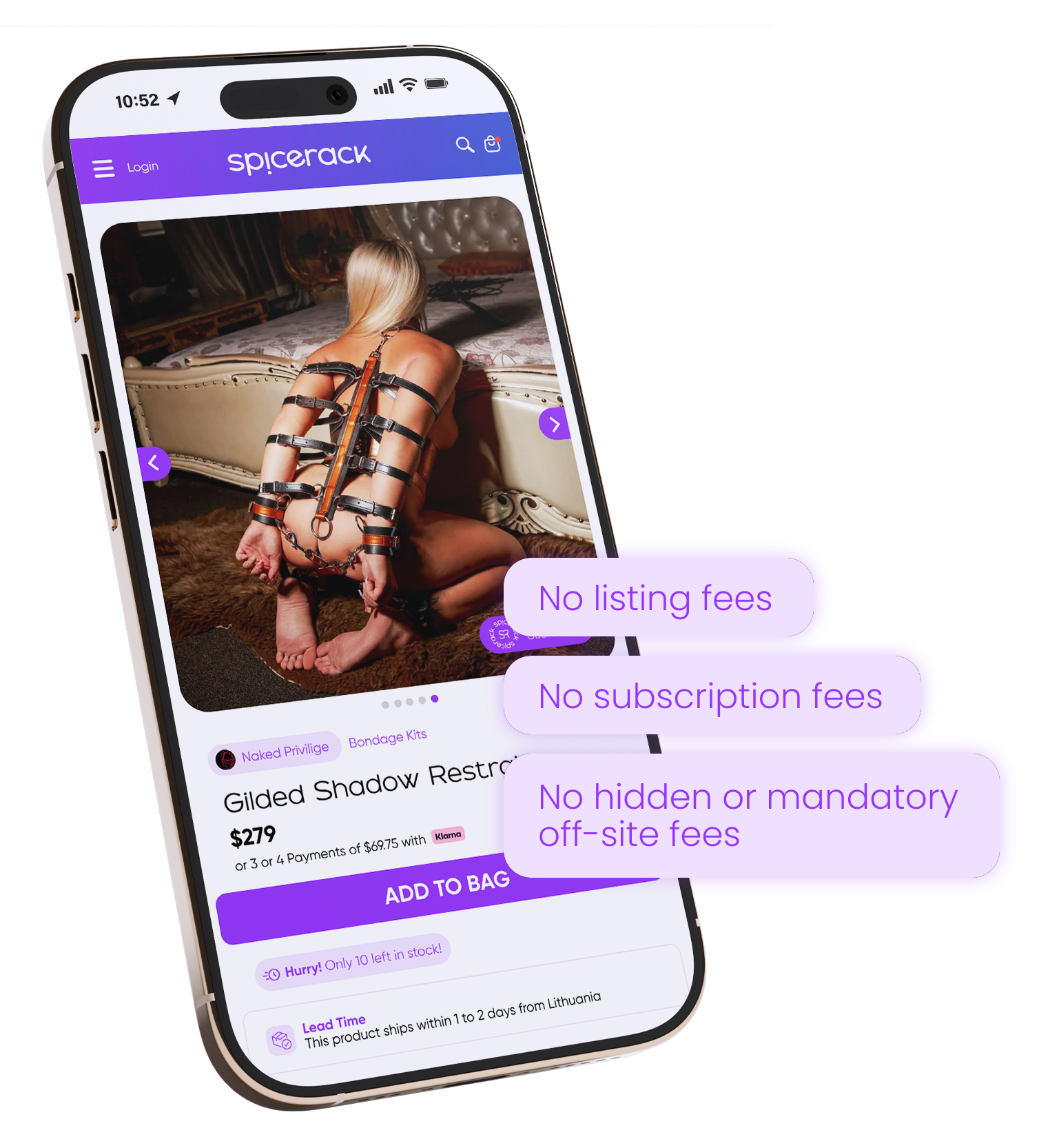 No listing fees, No subscription fees, No hidden or mandatory off-site fees